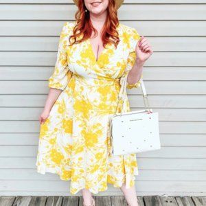 Lane Bryant Yellow Floral MIDI Dress